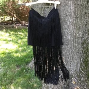 Fringe Black Skirt